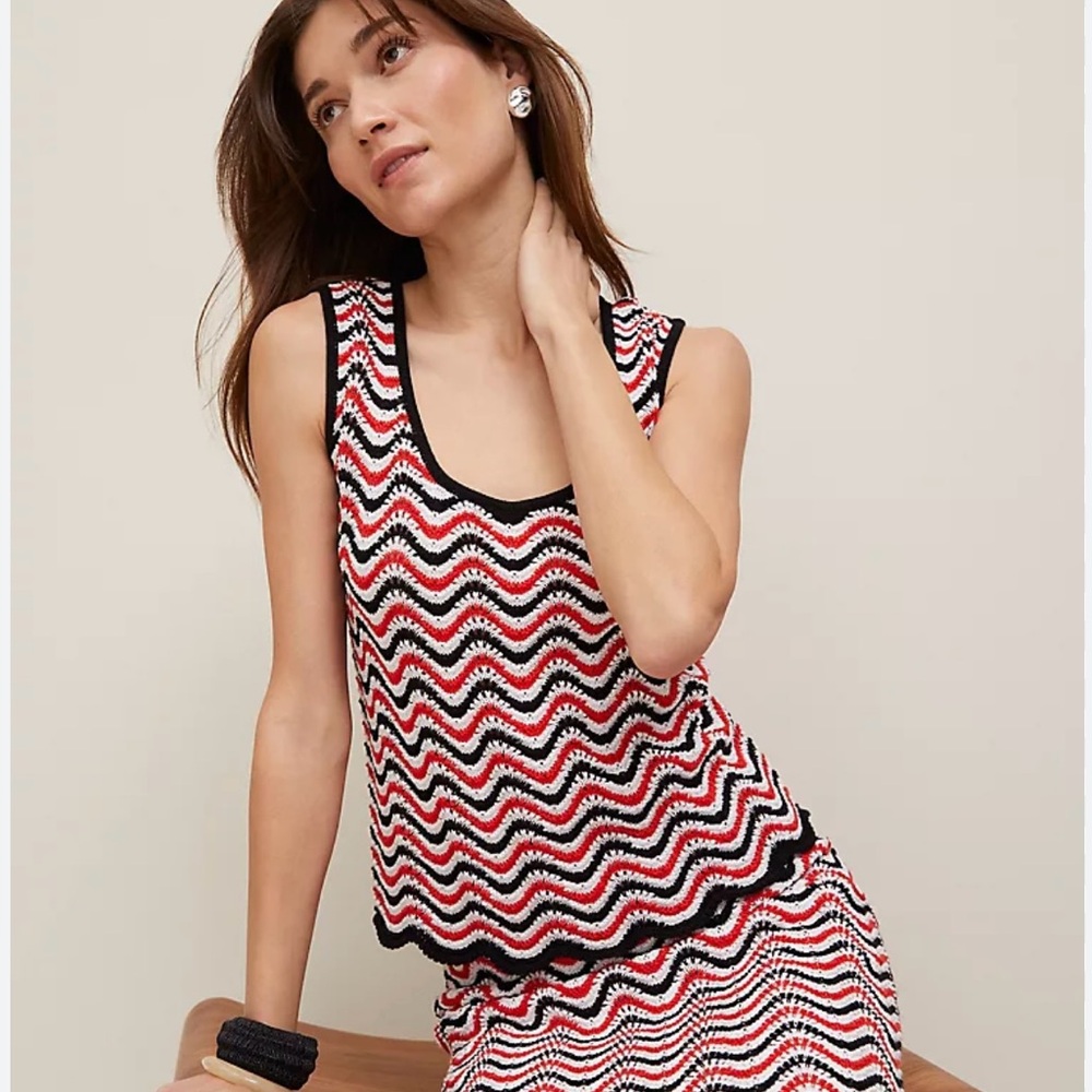 Red and Black Zigzag Knit Tank Top